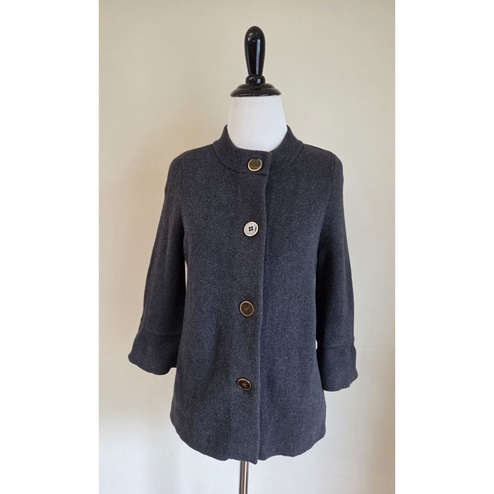 J.Mclaughlin Womens Small Grey Button Front Blazer Knit Cotton Blend Buttons